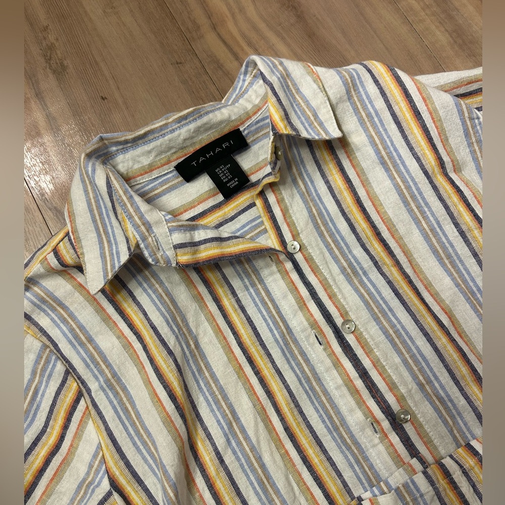 Tahari Striped Button-Down Dress
